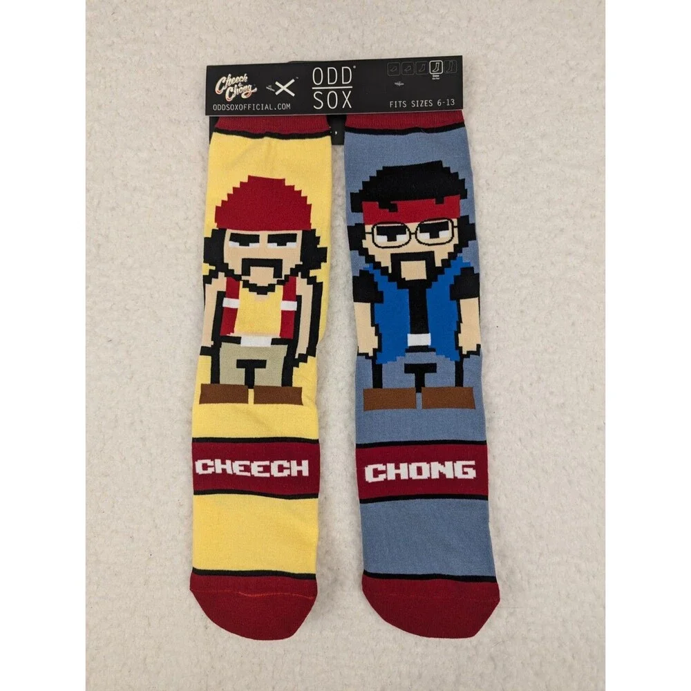 Cheech & Chong Socks Odd Sox Crew Socks Sizes 6-13 One Pair Pixels